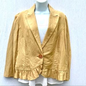 Bandolino Linen Blend Ruffled Jacket Size 14